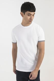 Белая футболка в рубчик с контрастным принтом Larsson &amp; Co, белый