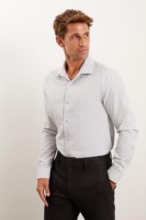 Серая приталенная рубашка из твила из чистого хлопка Burton, серый