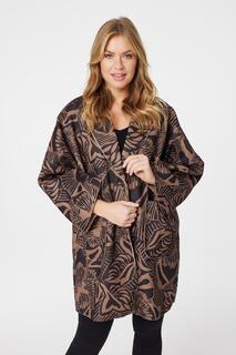 Объемное пальто дастер с принтом Izabel London, коричневый
