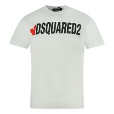 Белая футболка классного кроя с половиной кленового листа Dsquared2, белый