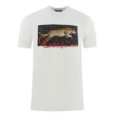 Белая футболка с леопардовым логотипом в штучной упаковке Cavalli Class, белый