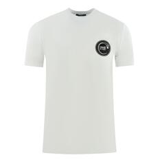 Белая футболка с круглым змеиным логотипом Cavalli Class, белый