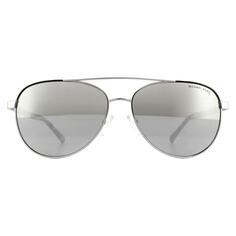 Серебристые зеркальные солнцезащитные очки-авиаторы Michael Kors, серебро