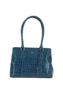 Двухсекционная сумка из натуральной кожи с крокодиловым принтом и средней сумкой Ashwood Leather, синий
