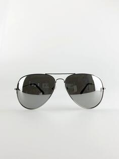 Серебряные классические солнцезащитные очки-авиаторы с зеркальными линзами SVNX, серебро