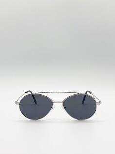 Серебряные мини-круглые солнцезащитные очки SVNX, серебро