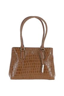 Двухсекционная сумка из натуральной кожи с крокодиловым принтом и средней сумкой Ashwood Leather, коричневый