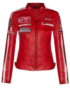 Кожаная куртка с значками для байкерских гонок-Агадир Infinity Leather, красный
