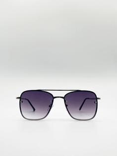 Серебряные солнцезащитные очки-авиаторы в металлической оправе SVNX, серебро