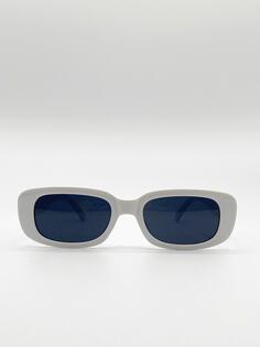 Белые прямоугольные солнцезащитные очки в стиле ретро с черными линзами SVNX, белый