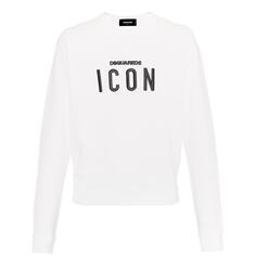 Белый джемпер с большим вышитым логотипом ICON Dsquared2, белый