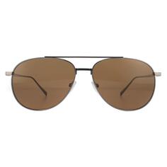 Серо-коричневые солнцезащитные очки-авиаторы Salvatore Ferragamo, серый