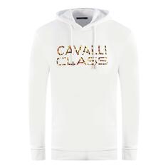 Белый худи с логотипом бренда Cavalli Class, белый