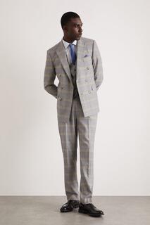 Серые костюмные брюки узкого кроя в клетку с яркими акцентами Burton, серый