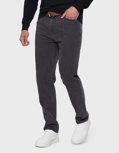 Серые джинсы прямого кроя Rainford с поясом Threadbare, серый