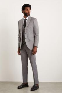 Серые костюмные брюки узкого кроя с узором «елочка» Burton, серый