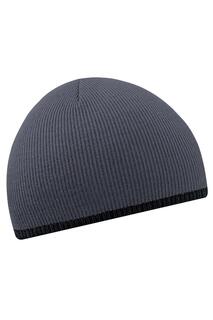 Двухцветная вязаная зимняя шапка-бини Beechfield, серый Beechfield®