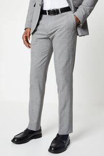 Серые полупростые костюмные брюки с фактурным рисунком Burton, серый