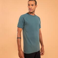 Бесшовная футболка Dynamic Yoga с короткими рукавами Decathlon Kimjaly, синий