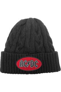 Овальная шапка вязанной вязки с логотипом AC/DC, черный