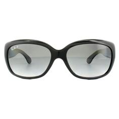 Овальные блестящие черные серые поляризованные солнцезащитные очки с градиентом Ray-Ban, черный