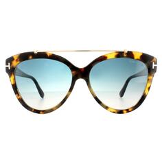 Овальные синие солнцезащитные очки Havana с градиентом Tom Ford, коричневый