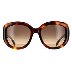 Овальные черепахово-коричневые солнцезащитные очки с градиентом Salvatore Ferragamo, коричневый