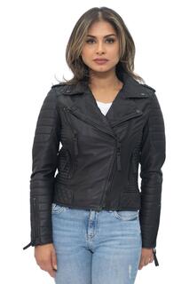 Кожаная стеганая винтажная байкерская куртка Brando-Лусака Infinity Leather, черный