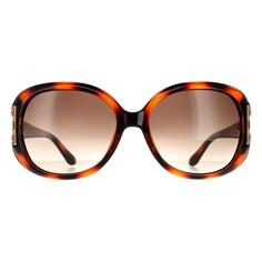 Овальные черепахово-коричневые солнцезащитные очки с градиентом Salvatore Ferragamo, коричневый