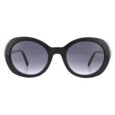 Овальные черные серые солнцезащитные очки с градиентом Swarovski, черный