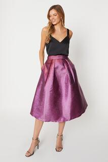 Жаккардовая юбка-миди с эффектом металлик Coast, розовый