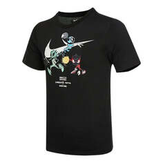 Футболка Men&apos;s Nike Printing Cartoon Pattern Round Neck Short Sleeve Black T-Shirt, мультиколор