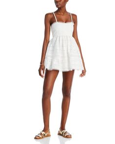 Кружевное мини-платье Canela с вышивкой Waimari, цвет White