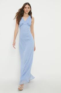 Украшенное шифоновое платье миди с косой окантовкой Dorothy Perkins, синий