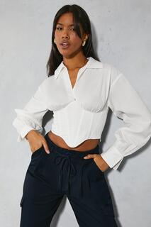 Укороченная рубашка с корсетом MISSPAP, белый