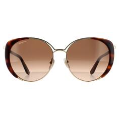 Золотые черепахово-коричневые солнцезащитные очки «кошачий глаз» с градиентом Salvatore Ferragamo, золото