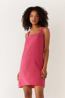 Фактурное мини-платье с квадратным вырезом и бретелями Warehouse, розовый