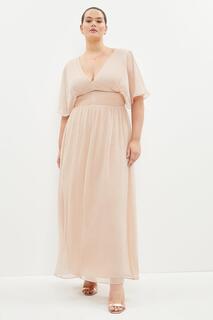 Шифоновое платье макси с рукавами ангела больших размеров Coast, розовый