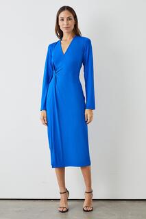 Платье миди из джерси с боковым отворотом Debenhams, синий