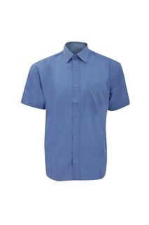 Рубашка из легкого в уходе поплина из полихлопка с короткими рукавами Collection Collection Russell, синий