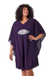 Шифоновое платье с отделкой Curve Roman, фиолетовый
