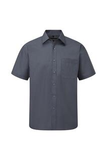 Рубашка из легкого в уходе поплина из полихлопка с короткими рукавами Collection Collection Russell, серый