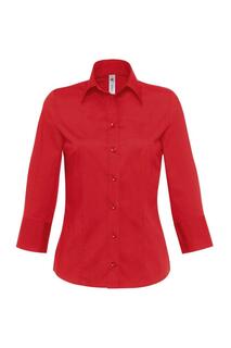 Рубашка из поплина Milano с 3 и 4 рукавами в корпоративном стиле B&amp;C, красный B&C