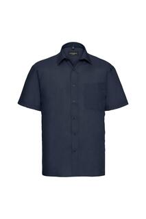 Рубашка из легкого в уходе поплина из полихлопка с короткими рукавами Collection Collection Russell, темно-синий