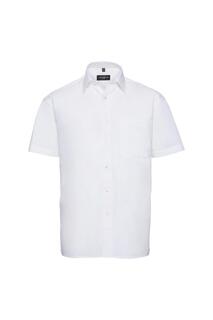 Рубашка из легкого в уходе поплина из чистого хлопка с короткими рукавами Collection Russell, белый
