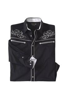 Рубашка из поплина в стиле вестерн с пуговицами Atlas for Men, черный