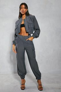 Индивидуальные брюки-карго с несколькими карманами и манжетами MISSPAP, серый