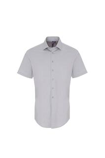 Рубашка из поплина стрейч с короткими рукавами Premier, серебро Premier.
