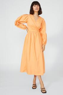 Платье миди из поплина с запахом Debenhams, оранжевый