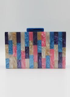 Акриловый клатч с цветными блоками KOKO COUTURE, темно-синий